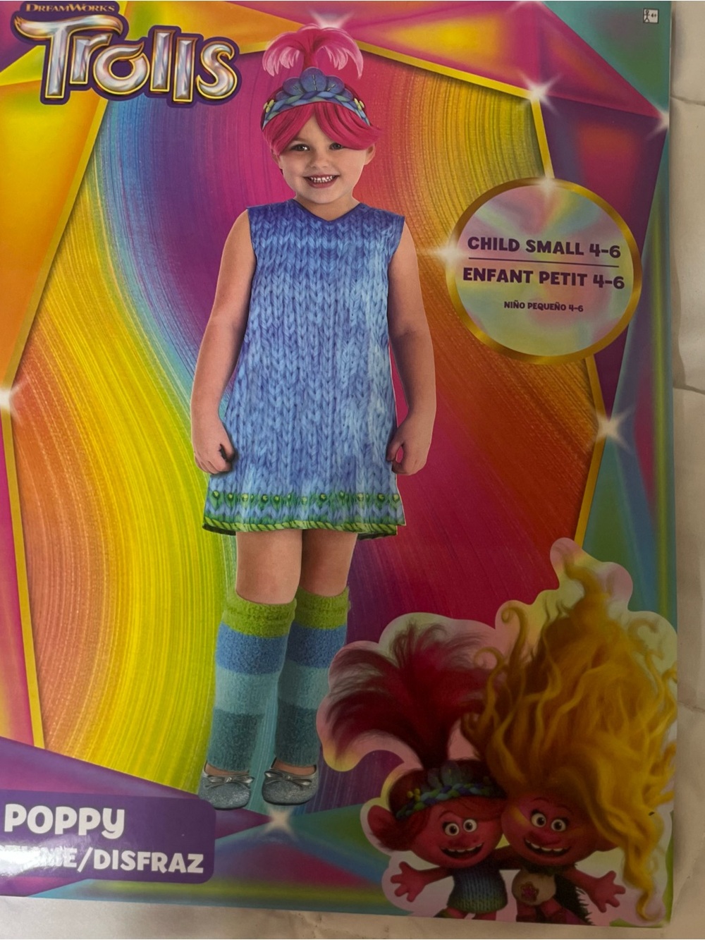 DreamWorks Trolls Poppy Blue Knit Dress Kids Costume (Child Small 4-6)